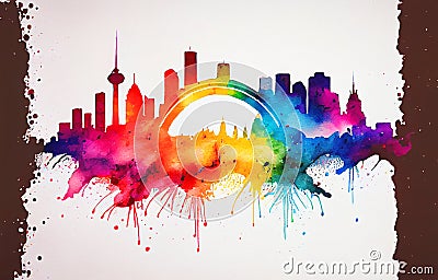 Sydney, Australia rainbow silhouette city skyline Stock Photo