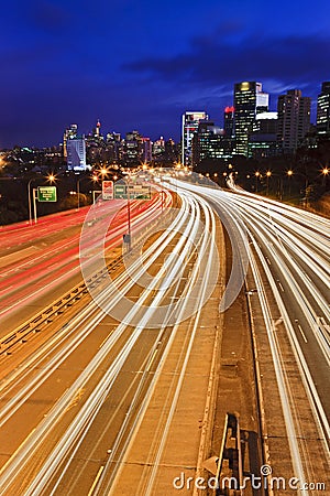 Sydney Cahill CBD vertical sunset Stock Photo