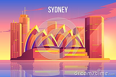 Sydney city skyline, Australia world famous symbol Vector Illustration