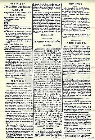 Sydney Gazette rare first edition news published 1803. Editorial Stock Photo