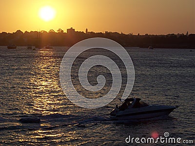 Sydney Harbor Boater Stock Photo