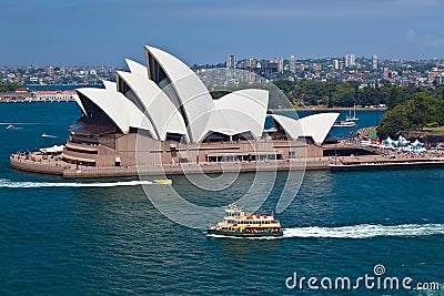 Sydney harbor ferry leaving Circular Quay Editorial Stock Photo