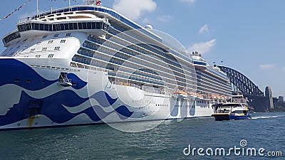 Sydney Harbour, beautiful cruise ship at Circular Quay, Sydney, NSW, Australia Editorial Stock Photo