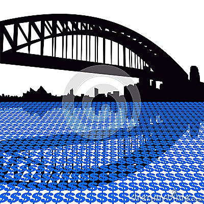 Sydney harbour bridge dollars Vector Illustration