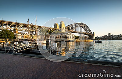 Sydney harbour bridge early morning sunrise Stock Photo