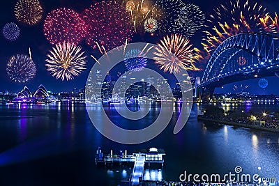 Sydney Harbour Bridge Fireworks Opera House Australia Editorial Stock Photo