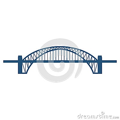 Sydney Harbour Bridge flat blue icon isolated on white Vector Illustration