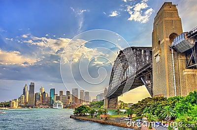 Sydney Harbour Bridge from Milsons point, Australia. Stock Photo