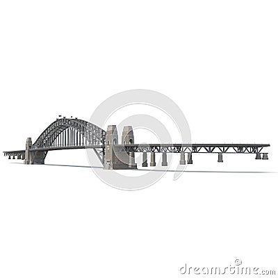 Sydney Harbour Bridge on white. 3D illustration Cartoon Illustration