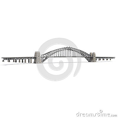 Sydney Harbour Bridge on white. 3D illustration Cartoon Illustration