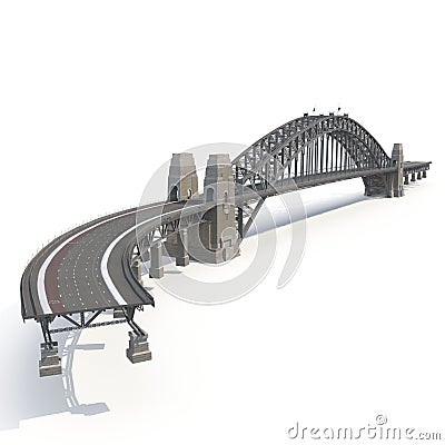 Sydney Harbour Bridge on white. 3D illustration Cartoon Illustration