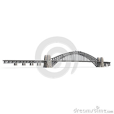 Sydney Harbour Bridge on white. 3D illustration Cartoon Illustration