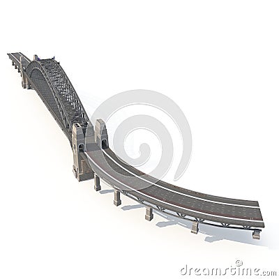 Sydney Harbour Bridge on white. 3D illustration Cartoon Illustration