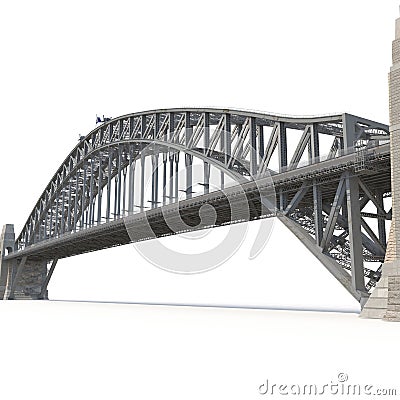 Sydney Harbour Bridge on white. 3D illustration Cartoon Illustration