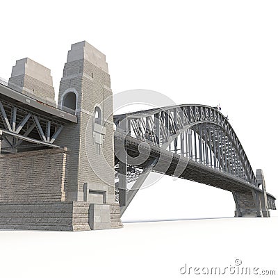 Sydney Harbour Bridge on white. 3D illustration Cartoon Illustration