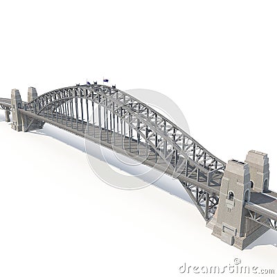 Sydney Harbour Bridge on white. 3D illustration Cartoon Illustration