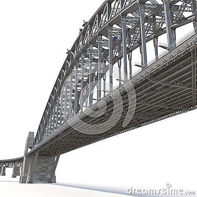 Sydney Harbour Bridge on white. 3D illustration Cartoon Illustration