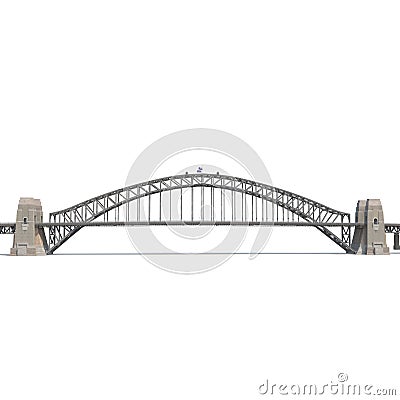 Sydney Harbour Bridge on white. Side view. 3D illustration Cartoon Illustration