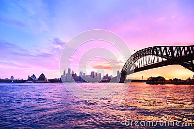 Sydney Harbour at dusk Stock Photo