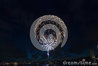 Sydney Harbour New Year Eve Fireworks Stock Photo