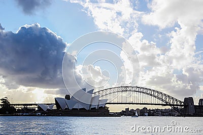 Sydney Harbour with Opera House and Bridge Editorial Stock Photo