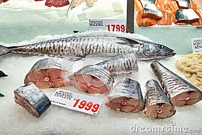 Sydney. New South Wales. Australia. The Fish Market. Fresh mackerel Stock Photo