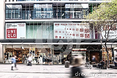 Sydney NSW Australia - 05.04.2020: a busy street in the center of the city, people shopping, rushing to work Editorial Stock Photo