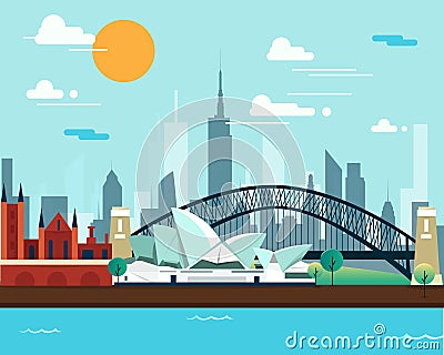 Sydney opera house and bridge for traveling Editorial Stock Photo