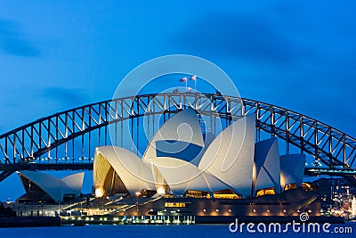 Sydney Opera House at Dusk Editorial Stock Photo