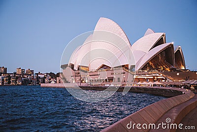 Sydney Opera House at Dusk Editorial Stock Photo