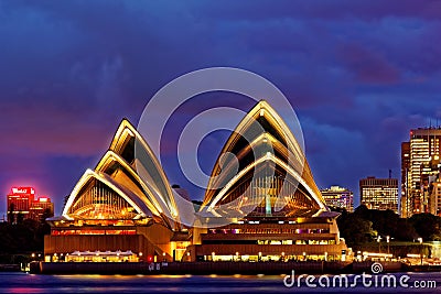 Sydney Opera House at dusk Editorial Stock Photo