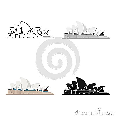 Sydney Opera House icon in cartoon style isolated on white background. Countries symbol stock vector illustration. Vector Illustration