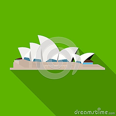 Sydney Opera House icon in flat style isolated on white background. Countries symbol stock vector illustration. Vector Illustration