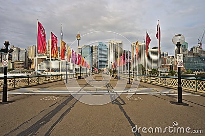 Sydney Pyrmont Bridge during a cloudy day Editorial Stock Photo