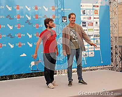 Sydney Sibilia and Paolo Calabresi at Giffoni Film Festival 2014 . Editorial Stock Photo