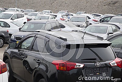 Car sales, secondary market. Parking of cars Editorial Stock Photo