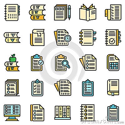 Syllabus icons set vector flat Vector Illustration