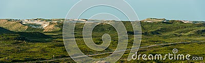 Sylt island panorama. Sand dunes covered in moss and vegetation Stock Photo