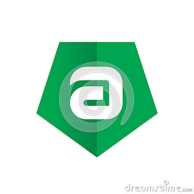 Symbol of Alphabet Letter A, Combined With Glossy Green Pentagon Shapes. Flat Vector Illustration Vector Illustration