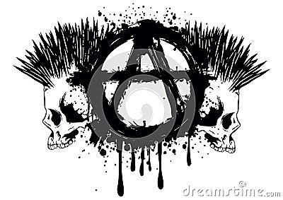 Symbol anarchy and two skulls Vector Illustration