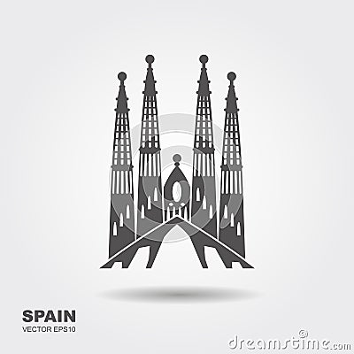 Symbol of Barcelona, Sagrada Familia Vector Illustration