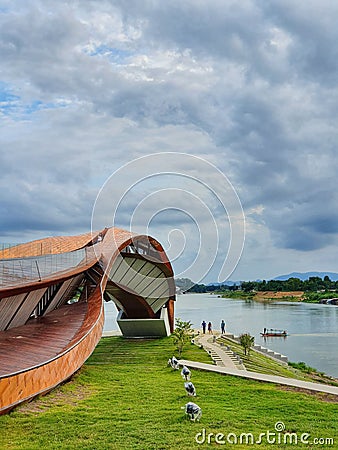 The symbol of the begin Chao Phraya river at the city of Nakhonsawan, Thailand Editorial Stock Photo