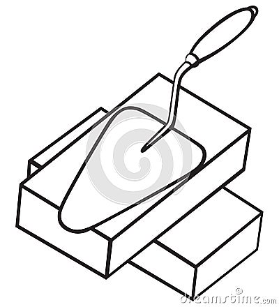 Symbol brick and trowel Vector Illustration