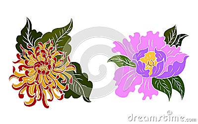 Symbol of Buddha with floral. Vector Illustration