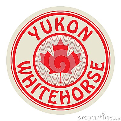 Symbol of Canada - The Maple Leaf, and text Yukon and Whitehorse Vector Illustration