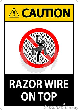 Symbol Caution Sign Razor Wire on Top Vector Illustration