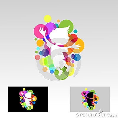 Symbol children logo with colorful, babble colorful icons Vector Illustration