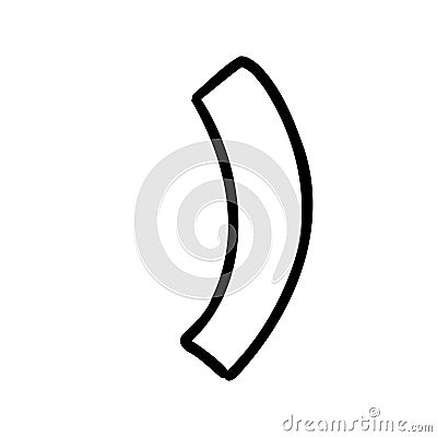 Symbol close right parentheses cartoon outline in outline childlike style isolated on white background. For typography, font, Stock Photo