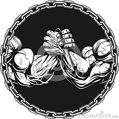 Symbol of the competition on armwrestling Vector Illustration