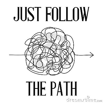 Symbol of complicated way, chaos, follow the path Vector Illustration